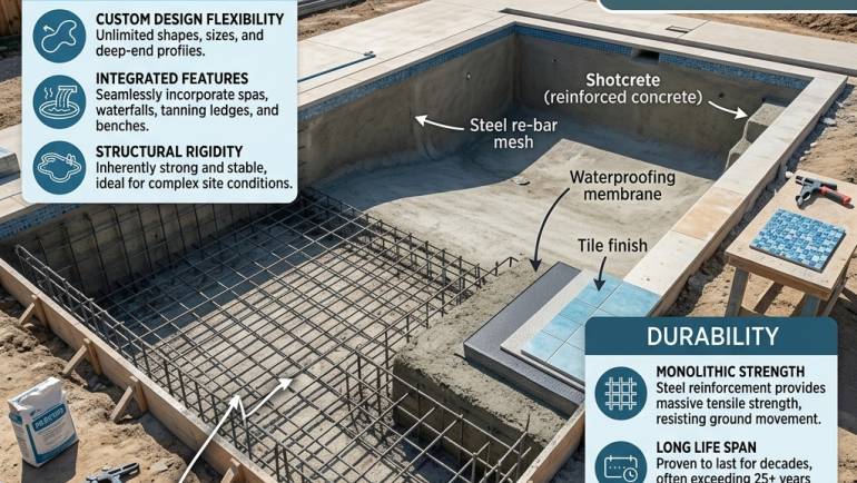 Piscine en béton armé : quels sont ses avantages et pourquoi est-elle si durable ?