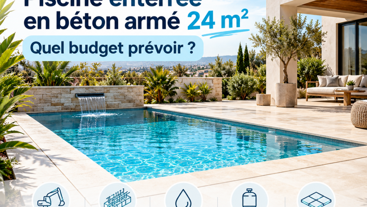 Piscine enterrée en béton armé 24 m2 : quel budget prévoir ?